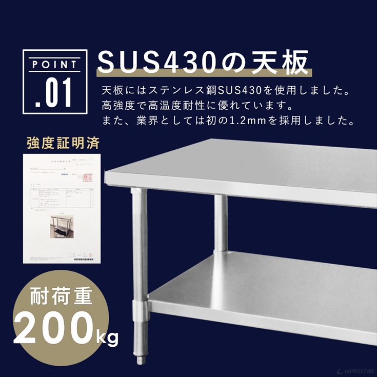ステンレス コンロ台 業務用 調理台 1200×600×650 板厚1.2mmモデル