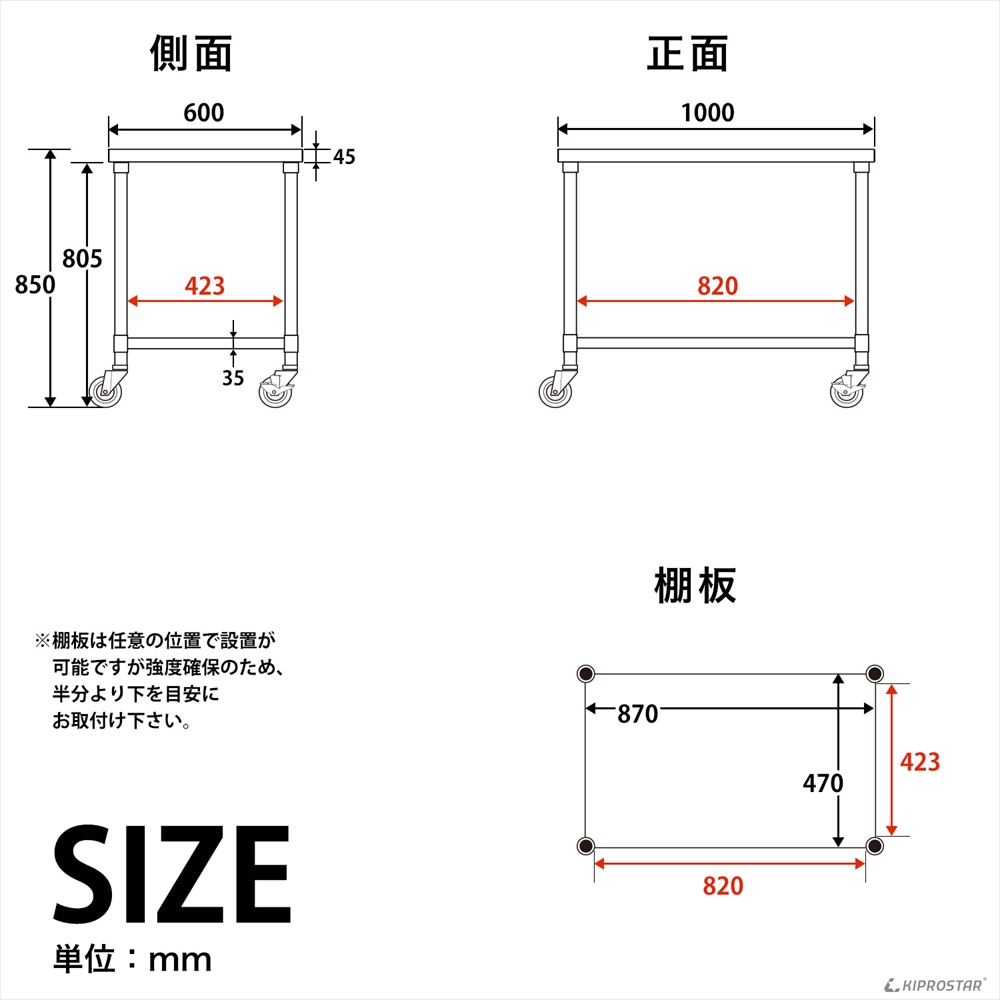 ステンレス作業台 板厚1.2mmモデル 1000×600×850 業務用