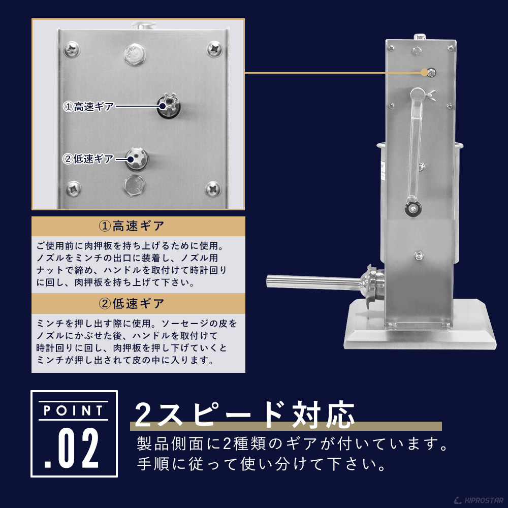 業務用ソーセージ作りの機械なら、KIPROSTARソーセージスタッファー7