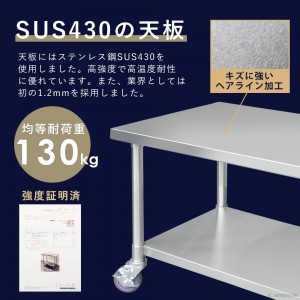 ステンレス コンロ台 業務用 調理台 450×450×650 板厚1.2mmモデル